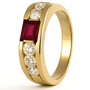 Anello - 18 carati Oro giallo - 0.72ct. tw. Rubino - Diamante