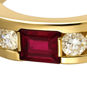 Anello - 18 carati Oro giallo - 0.72ct. tw. Rubino - Diamante