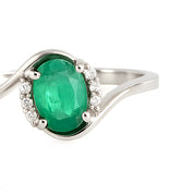 Anello - 18 carati Oro bianco - 0.88ct. tw. Smeraldo - Diamante