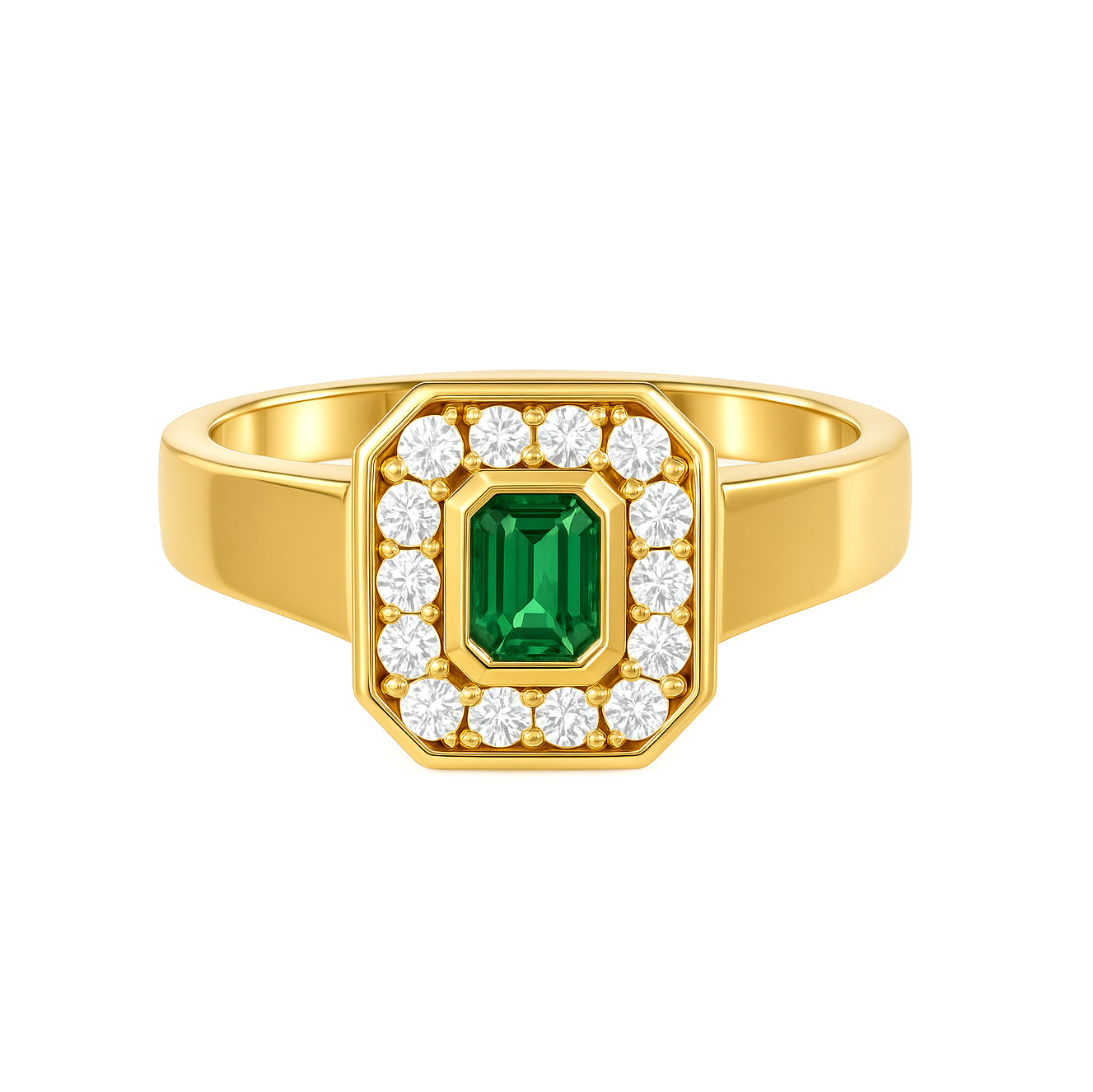 Anello - 18 carati Oro giallo - 0.51ct. tw. Smeraldo - Diamante