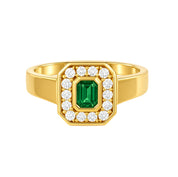 Anello - 18 carati Oro giallo - 0.51ct. tw. Smeraldo - Diamante