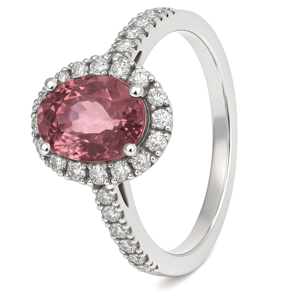 Anello - 18 carati Oro bianco - 2.16ct. tw. Tormalina - Diamante