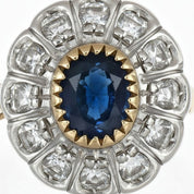 Anello - 18 carati Oro giallo, Argento - 2.04ct. tw. Zaffiro - Diamante