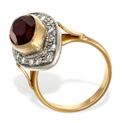 14 carati Oro giallo, Argento 925 - Anello - Rubino- Diamanti