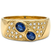 Anello - 18 carati Oro giallo - 0.62ct. tw. Zaffiro - Diamante