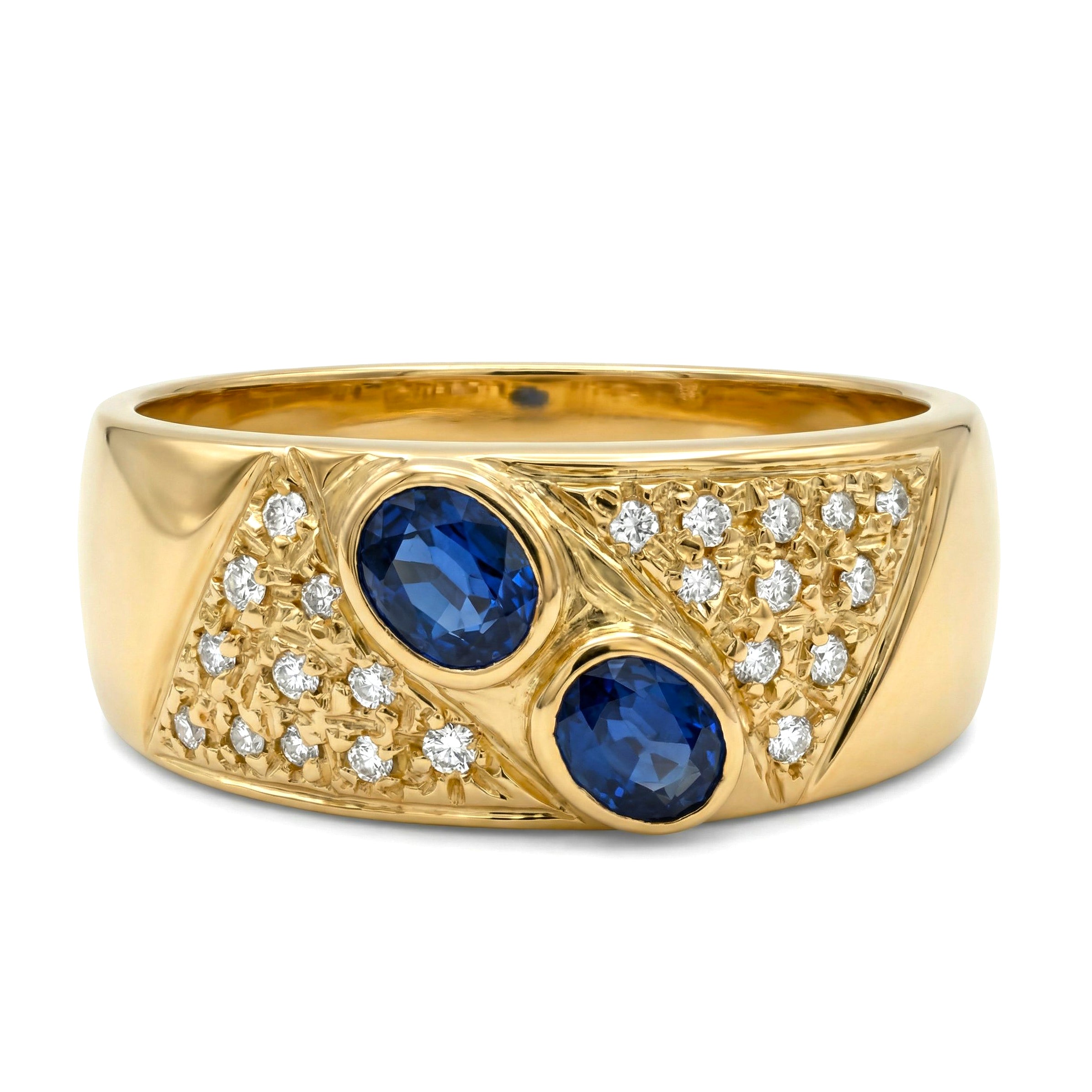 Anello - 18 carati Oro giallo - 0.62ct. tw. Zaffiro - Diamante