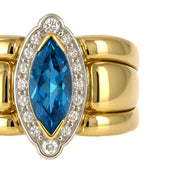 Anello - 18 carati Oro bianco, Oro giallo - 1.01ct. tw. Topazio - Diamante