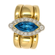 Anello - 18 carati Oro bianco, Oro giallo - 1.01ct. tw. Topazio - Diamante