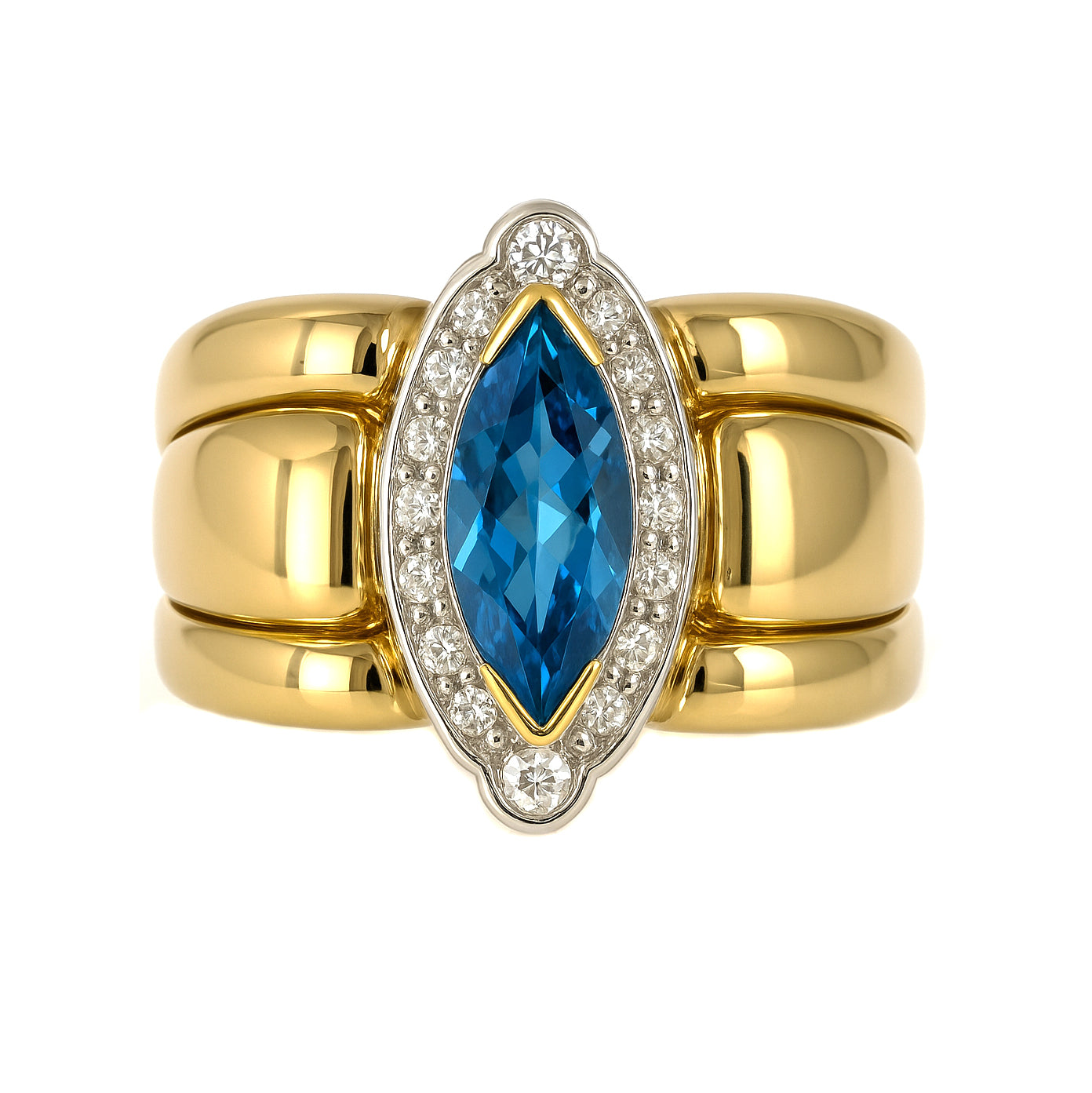 Anello - 18 carati Oro bianco, Oro giallo - 1.01ct. tw. Topazio - Diamante