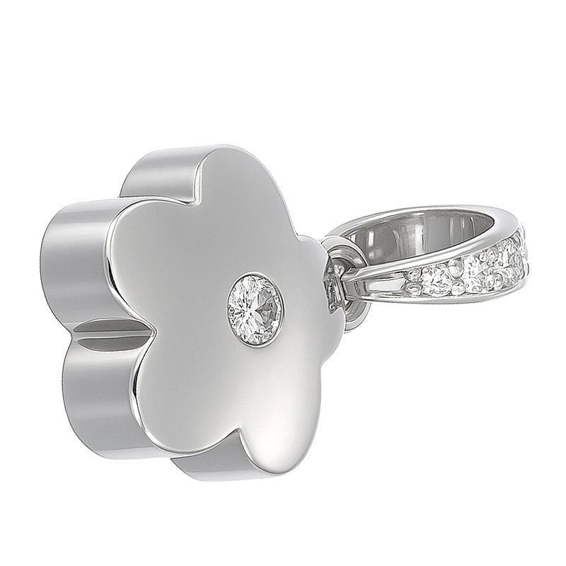 Ciondolo - 18 carati Oro bianco - 0.09ct. tw. Diamante (Naturale)