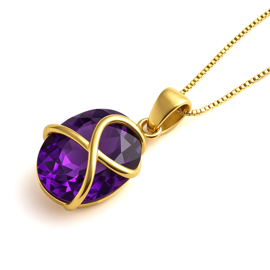 Collana con ciondolo - 18 carati Oro giallo - 10.00ct. tw. Ametista