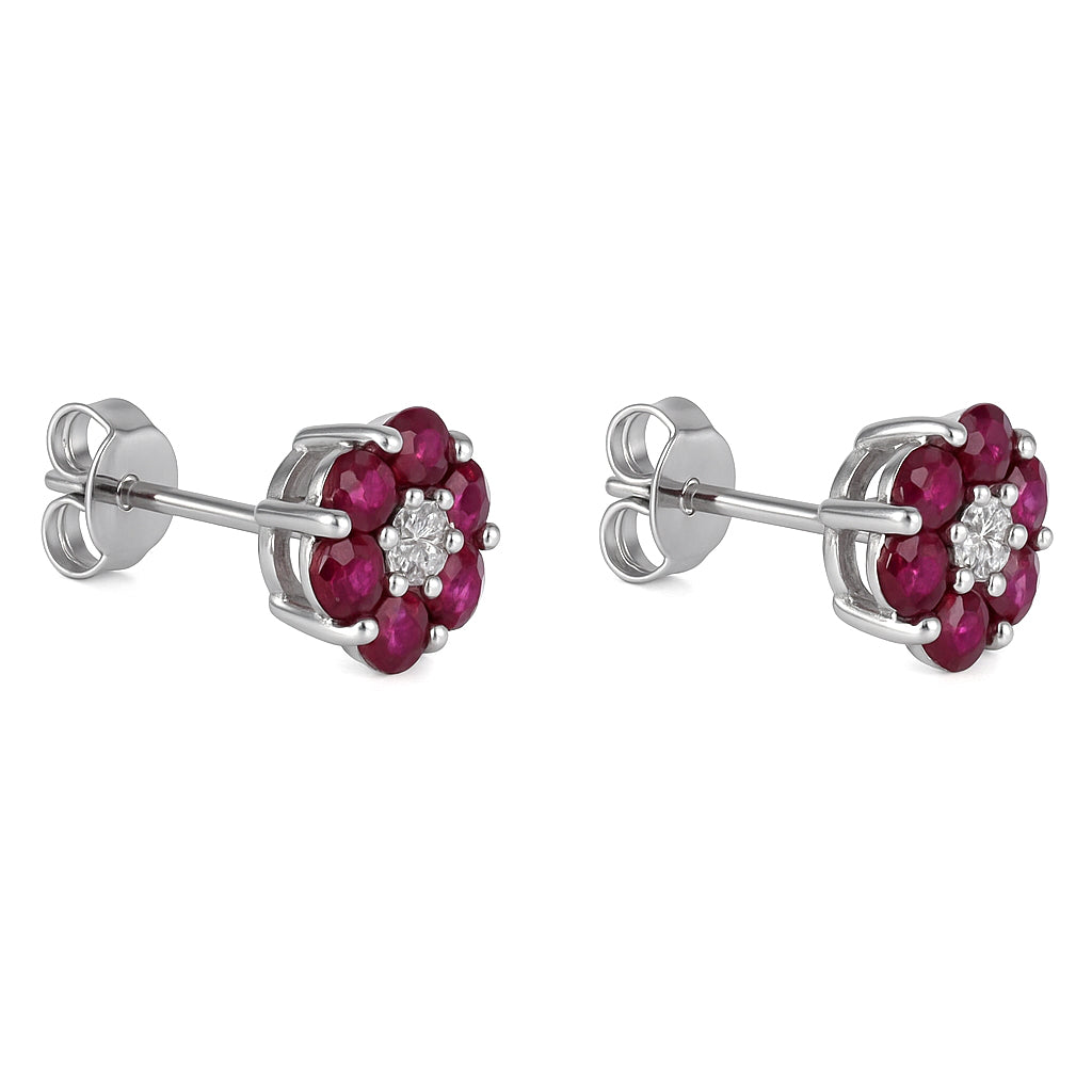 Orecchini - 18 carati Oro bianco - 2.26ct. tw. Rubino - Diamante