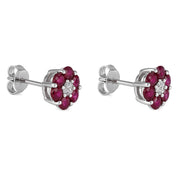 Orecchini - 18 carati Oro bianco - 2.26ct. tw. Rubino - Diamante