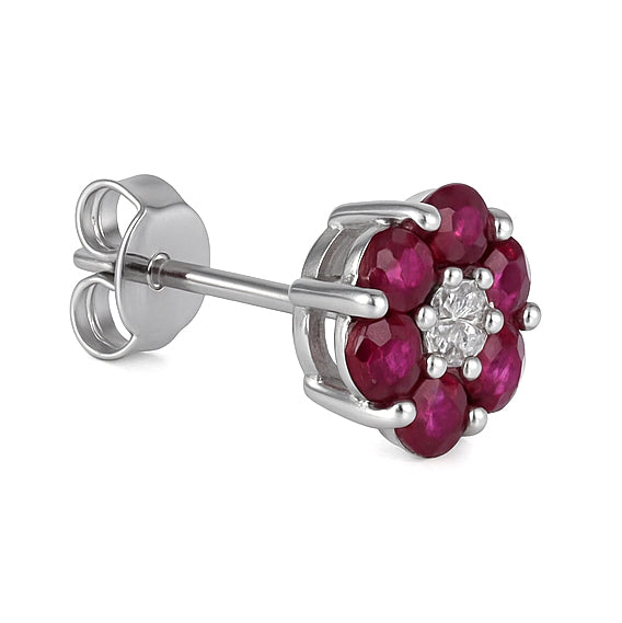 Orecchini - 18 carati Oro bianco - 2.26ct. tw. Rubino - Diamante