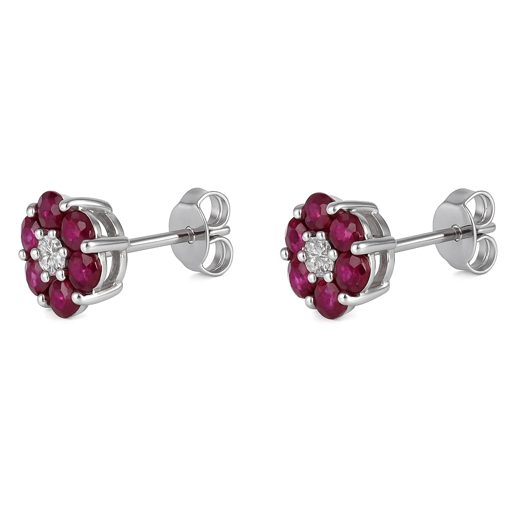 Orecchini - 18 carati Oro bianco - 2.26ct. tw. Rubino - Diamante