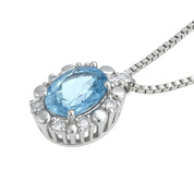 Collana con ciondolo - 18 carati Oro bianco - 0.44ct. tw. Acquamarina - Diamante