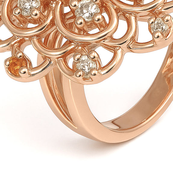 Anello - 18 carati Oro giallo - 7.70ct. tw. Quarzo citrino - Diamante