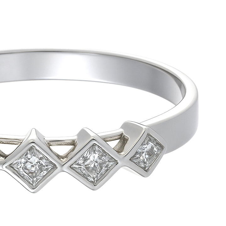 Anello - 18 carati Oro bianco - 0.05ct. tw. Diamante (Naturale)