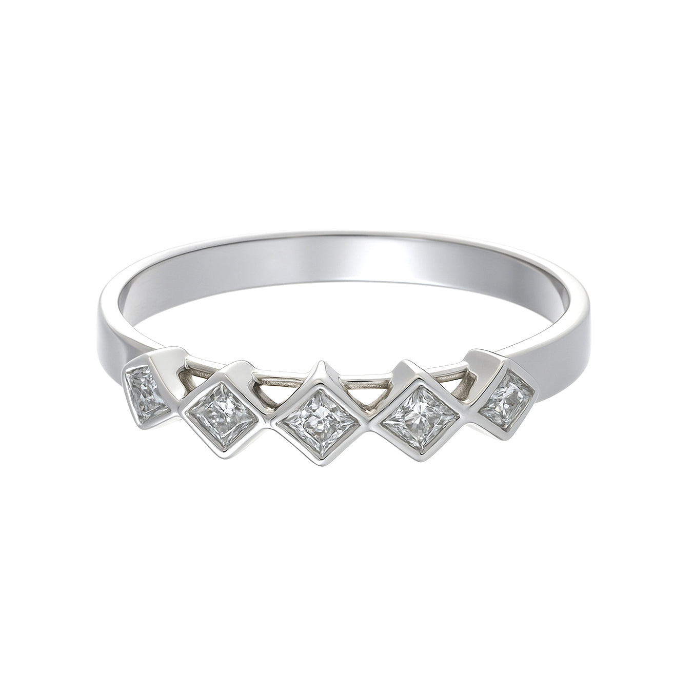 Anello - 18 carati Oro bianco - 0.05ct. tw. Diamante (Naturale)