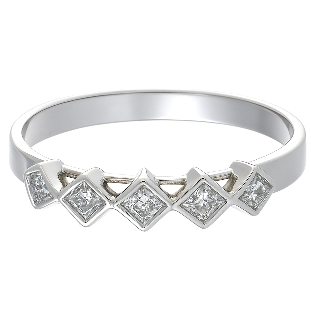 Anello - 18 carati Oro bianco - 0.05ct. tw. Diamante (Naturale)