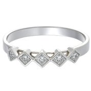 Anello - 18 carati Oro bianco - 0.05ct. tw. Diamante (Naturale)