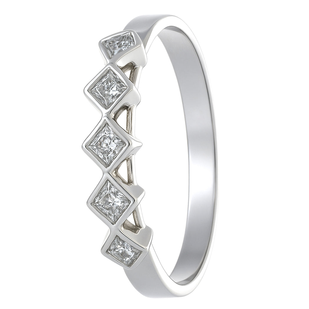 Anello - 18 carati Oro bianco - 0.05ct. tw. Diamante (Naturale)