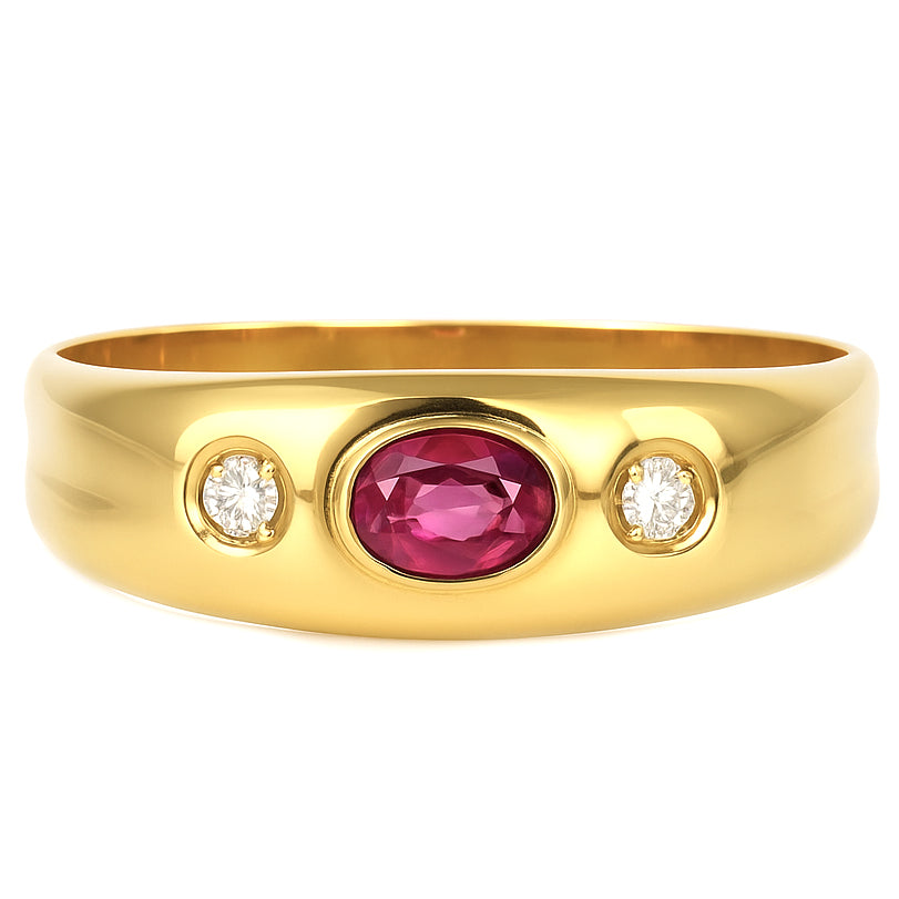 Anello - 18 carati Oro giallo - 0.20ct. tw. Rubino - Diamante