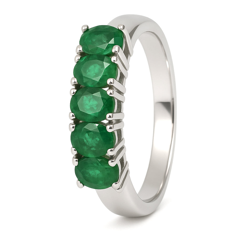 Anello - 18 carati Oro bianco - 0.70ct. tw. Smeraldo