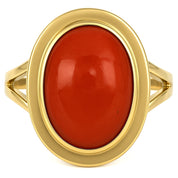 Anello - 18 carati Oro giallo Corallo