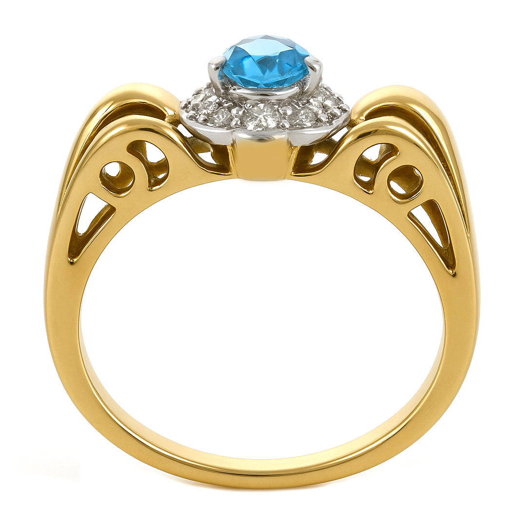 Anello - 18 carati Oro bianco, Oro giallo - 1.01ct. tw. Topazio - Diamante