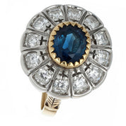 Anello - 18 carati Oro giallo, Argento - 2.04ct. tw. Zaffiro - Diamante