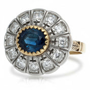 Anello - 18 carati Oro giallo, Argento - 2.04ct. tw. Zaffiro - Diamante