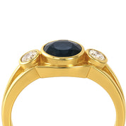 Anello - 18 carati Oro giallo - 0.19ct. tw. Zaffiro - Diamante