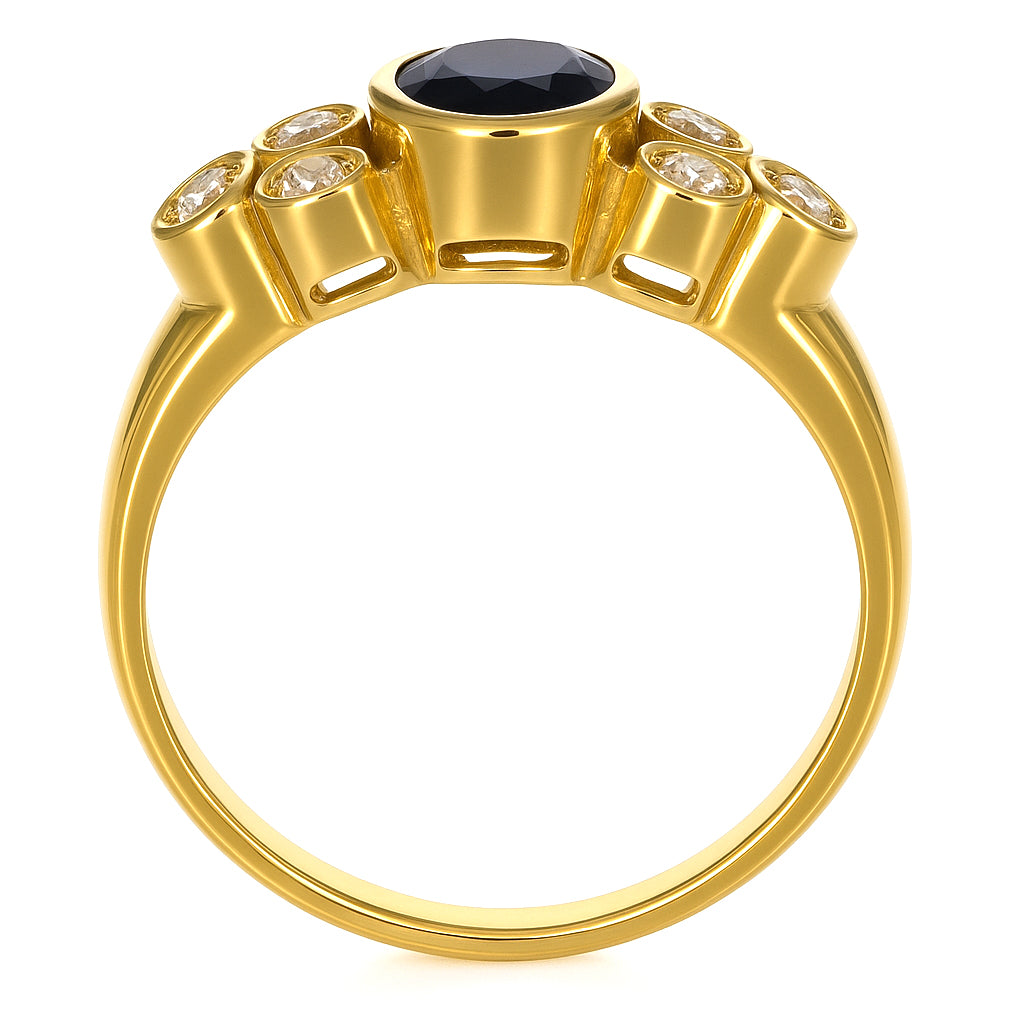 Anello - 18 carati Oro giallo - 0.81ct. tw. Zaffiro - Diamante