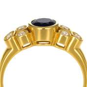 Anello - 18 carati Oro giallo - 0.81ct. tw. Zaffiro - Diamante