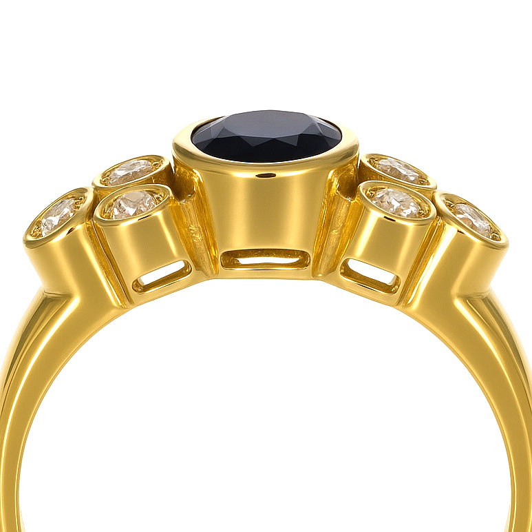 Anello - 18 carati Oro giallo - 0.81ct. tw. Zaffiro - Diamante