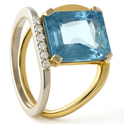 Anello - 18 carati Oro giallo, Oro bianco - 4.77ct. tw. Topazio - Diamante