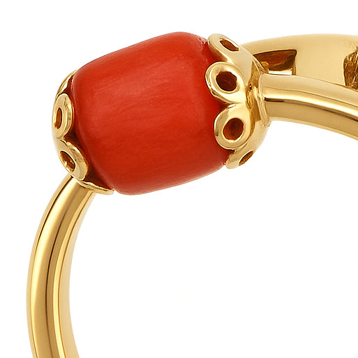 Anello - 18 carati Oro giallo Corallo