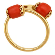 Anello - 18 carati Oro giallo Corallo