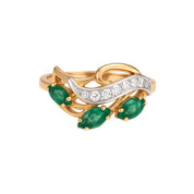 Anello - 14 carati Oro bianco, Oro giallo - 0.61ct. tw. Smeraldo - Diamante