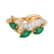 Anello - 14 carati Oro bianco, Oro giallo - 0.61ct. tw. Smeraldo - Diamante