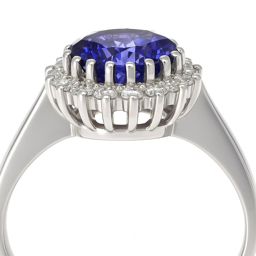 Anello - 18 carati Oro bianco - 1.33ct. tw. Tanzanite - Diamante