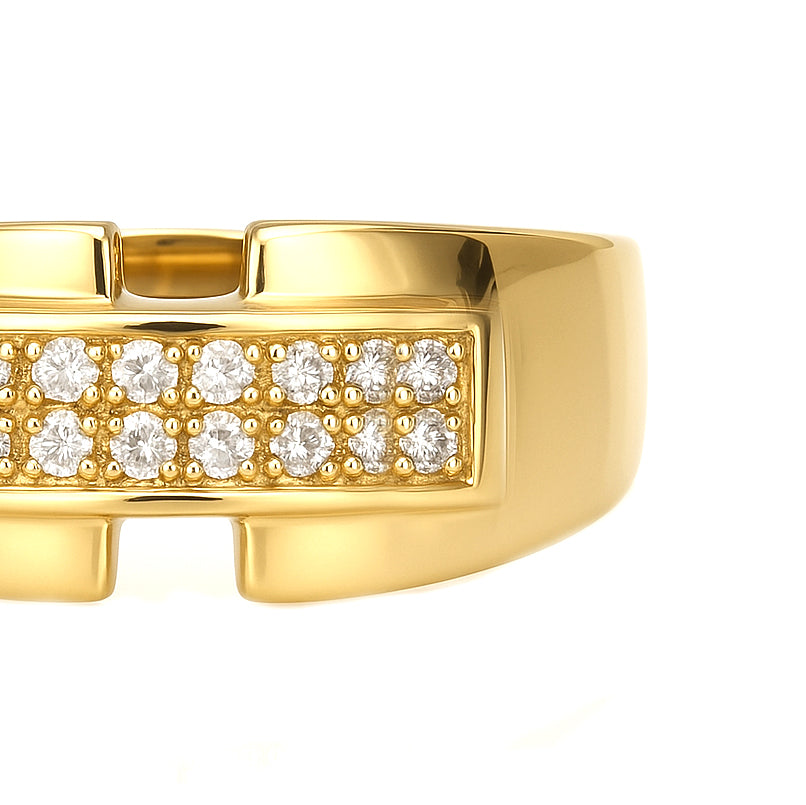 Anello - 18 carati Oro giallo - 0.08ct. tw. Diamante (Naturale)