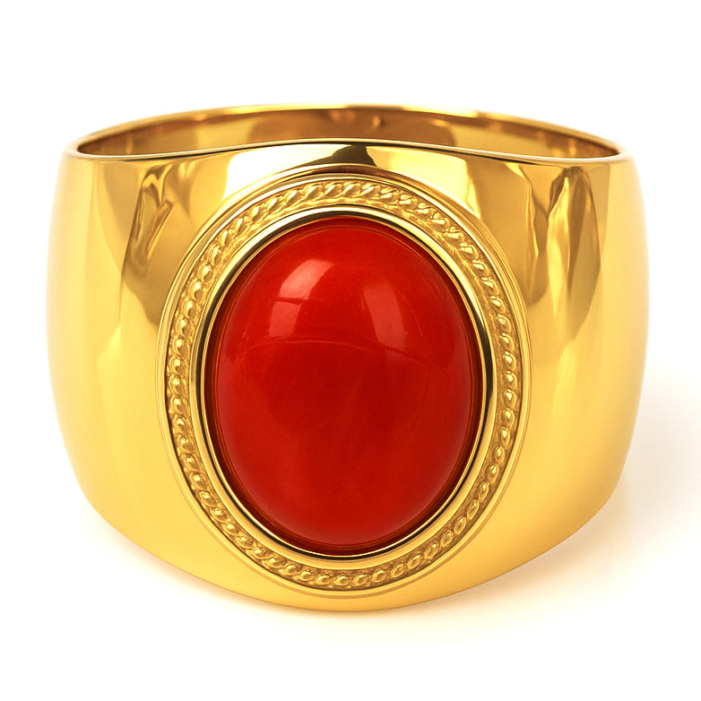 Anello - 18 carati Oro giallo Corallo