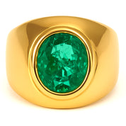 Anello - 18 carati Oro giallo - 3.35ct. tw. Smeraldo