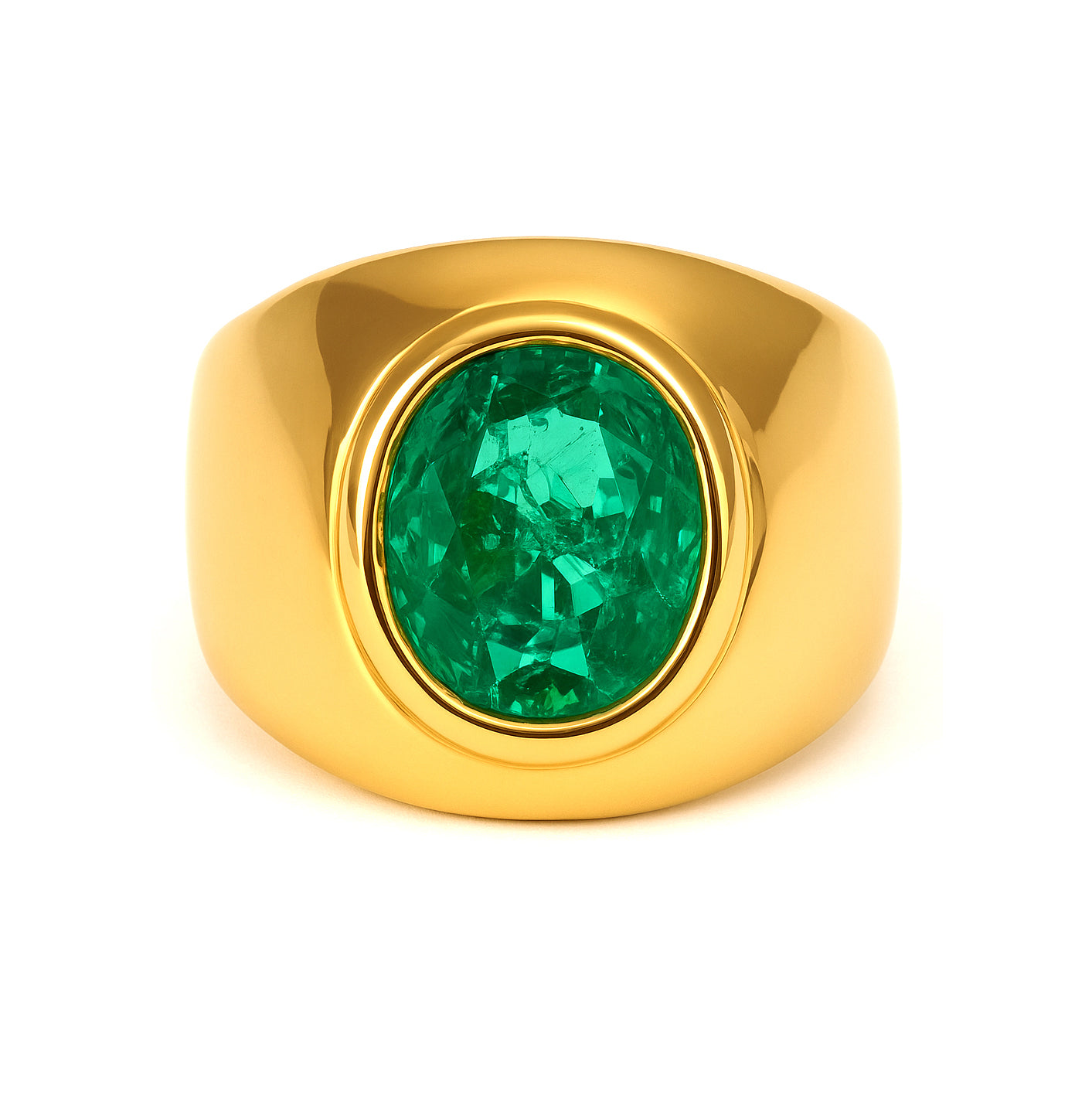 Anello - 18 carati Oro giallo - 3.35ct. tw. Smeraldo