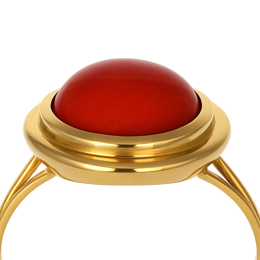 Anello - 18 carati Oro giallo Corallo