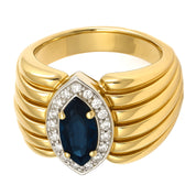 Anello - 18 carati Oro bianco, Oro giallo - 114.00ct. tw. Zaffiro - Diamante