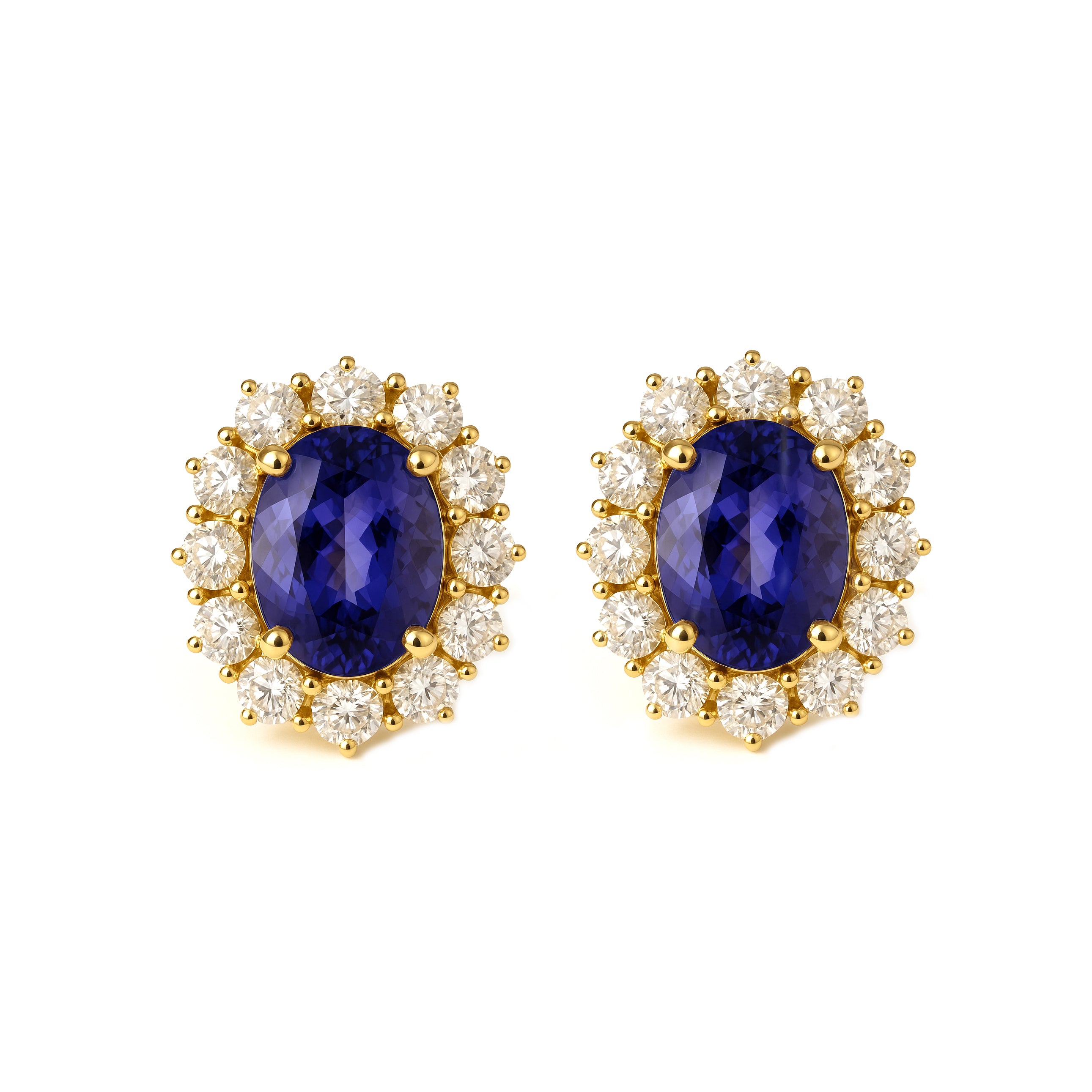 Orecchini - 18 carati Oro giallo - 3.44ct. tw. Tanzanite - Diamante