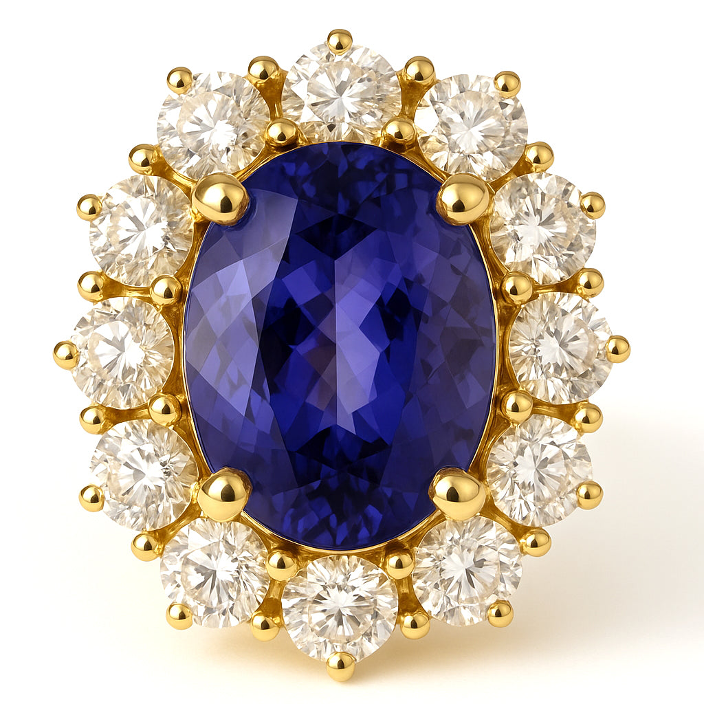 Orecchini - 18 carati Oro giallo - 3.44ct. tw. Tanzanite - Diamante